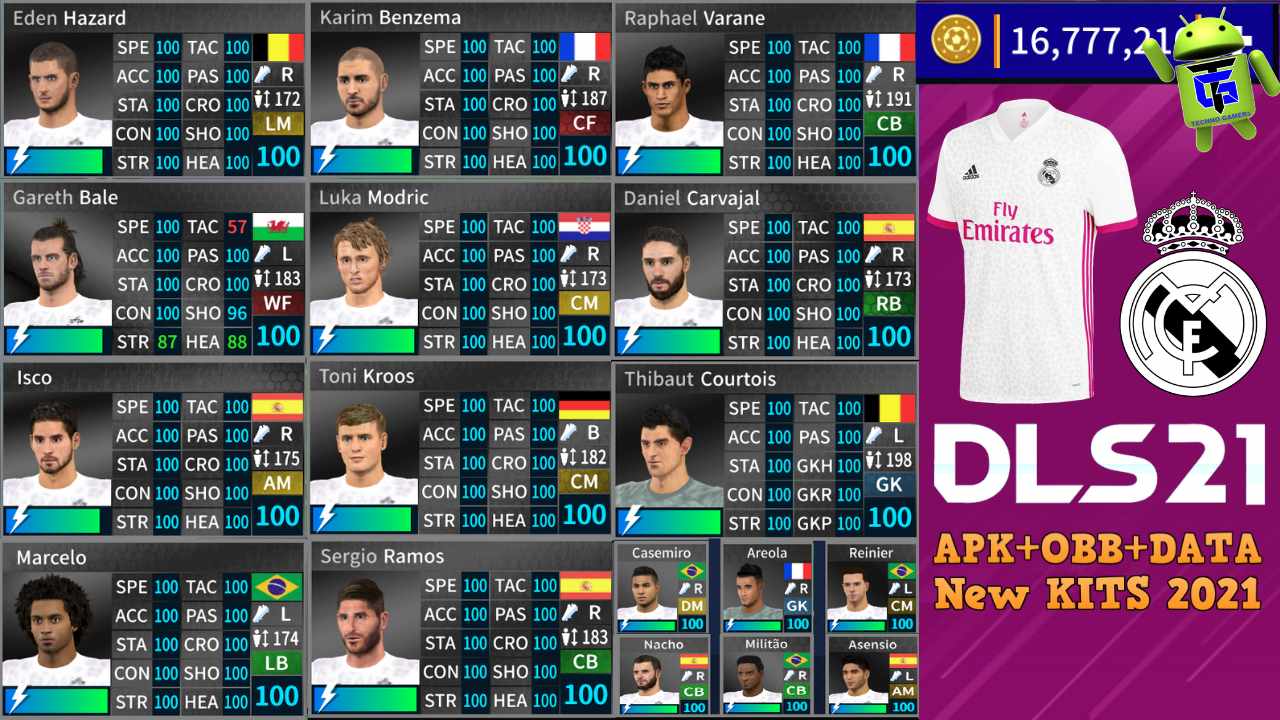 DLS 21 APK Mod Real Madrid Kits 2021 Download